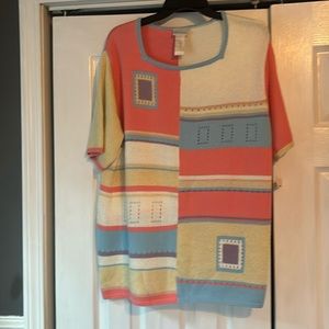 Koret Short Sleeve Pullover Hand Knit Sweater Size XL